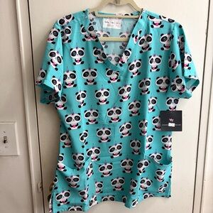 Tasha Teal Panda Unicorn Scrub Top